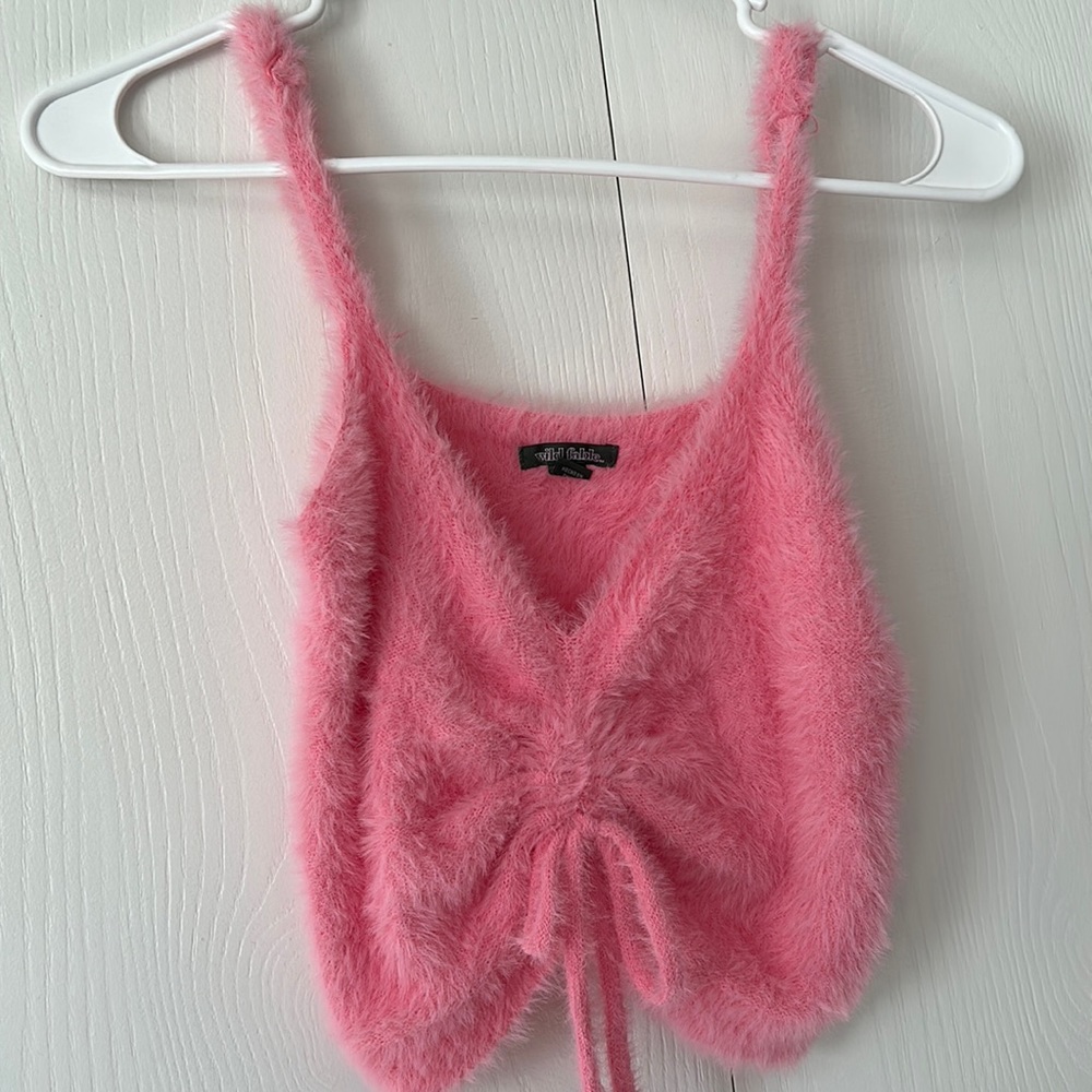 Pink cinched crop top